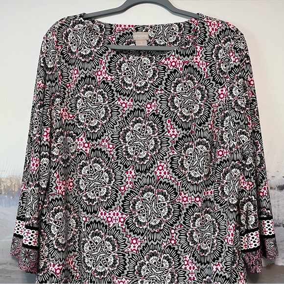 CHICO'S Shift Dress 3 Womens US 16/18 BOHO Paisley Indie‎ Abstract Purple Black - Picture 2 of 12